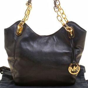 Michael Kors Black Shoulder Bag with Gold Chain